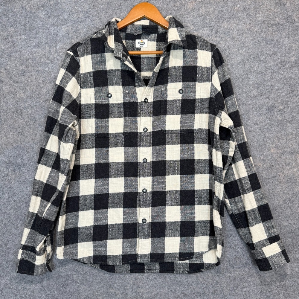 Marine Layer‎ Brushed Flannel Button Shirt Mens Medium Buffalo Plaid Check